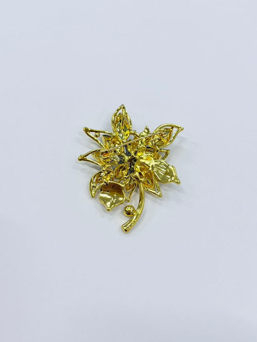 Crystal cluster brooch pin angled view on white background