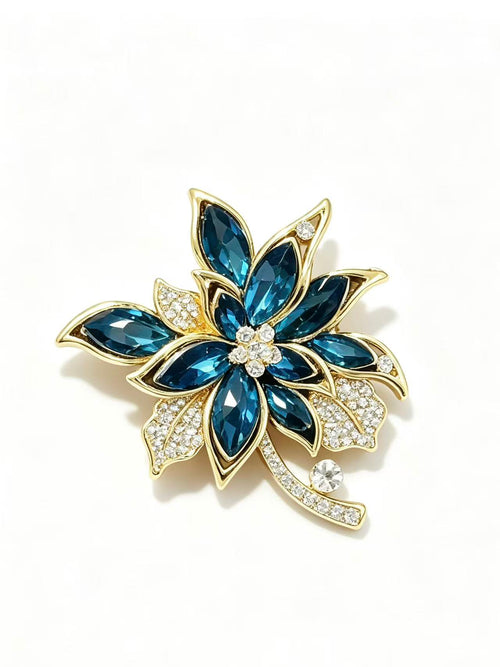 Crystal cluster brooch pin isolated view on white background