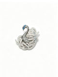 Crystal swan brooch pin isolated view on white background